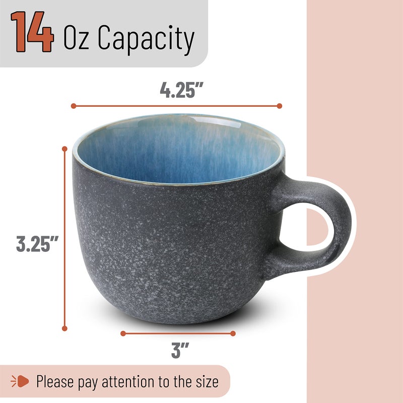 Brew To A Tea BTaT- Coffee Mug Set, Set of 6, 14 oz(415ml), Coffee Cup Set, Christmas Gifts - Image 3